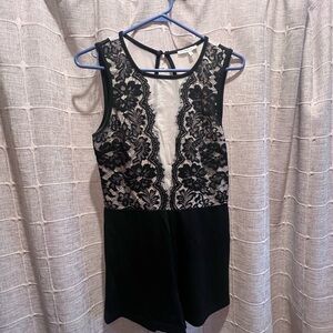 Charlotte Russe Black Lace Overlay Sleeveless Romper